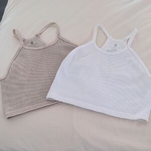 Free People Happiness Run Tank Tops - Beige and White (2)